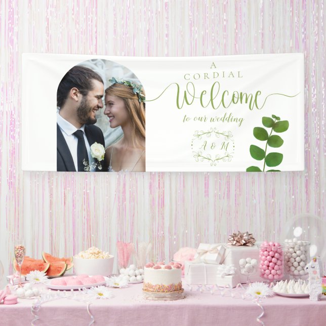 Hochzeitliches Grün-Chic-Foto Banner (Party)