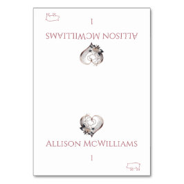 Hochzeitliches Platzkarten-Pork Icon Modernes rosa Tischnummer