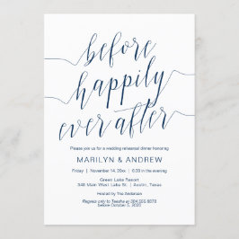 Hochzeitliches Probe-Dinner, Navy-Blue-Kalligraphi Einladung