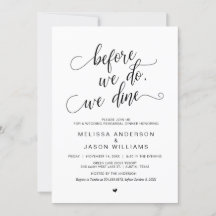 Hochzeitliches Probe-Dinner, schlichtes Schwarz,