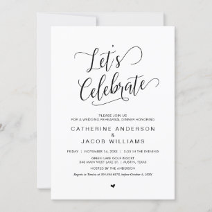 Hochzeitliches Probe-Dinner, schlichtes Schwarz, Einladung