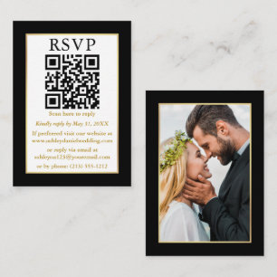 Hochzeitliches QR Foto Gold Frame Black QR Begleitkarte