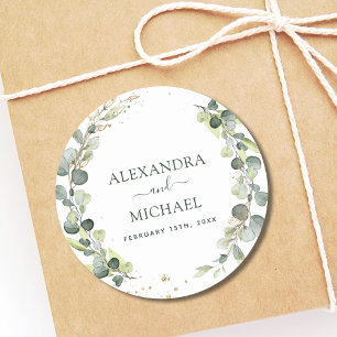 Hochzeitliches Siegel Eukalyptus Grüne Sukkulent Runder Aufkleber