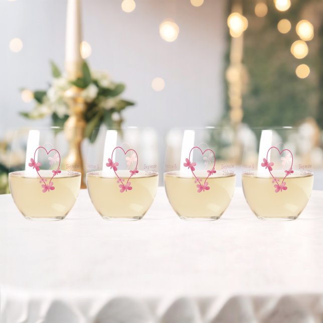 Hochzeitliches Stemless Wine Glasses Rosa Herz Weinglas Ohne Stiel (Insitu (Hochzeit))