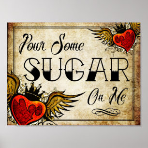 Hochzeitliches Vintages Heart Tattoo Dessert Table Poster