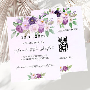 Hochzeitliches Violett-QR-Budget Save the Date