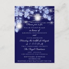 Hochzeitlicht Jars Rustikaler Glitzer Blaue Marine Einladung