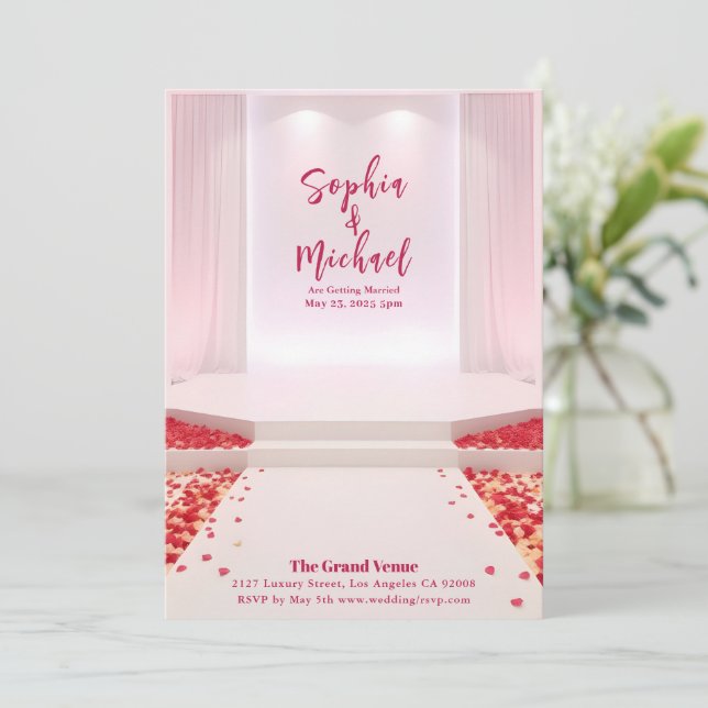 Hochzeitmagazin Cover Rose Petals Einladung (Stehend Vorderseite)