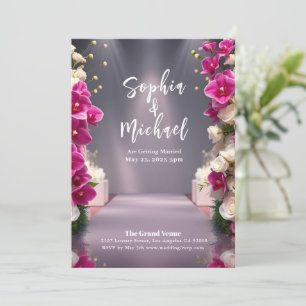 Hochzeitmagazin deckt Weiße Rosen und Orchideen ab Einladung