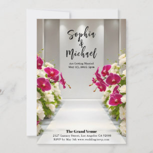 Hochzeitmagazin deckt Weiße Rosen und Orchideen ab Einladung