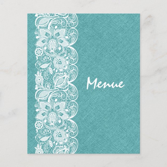 Hochzeitmenü Aquamarin-grüne Linde Vintage Spitze  (Vorderseite)