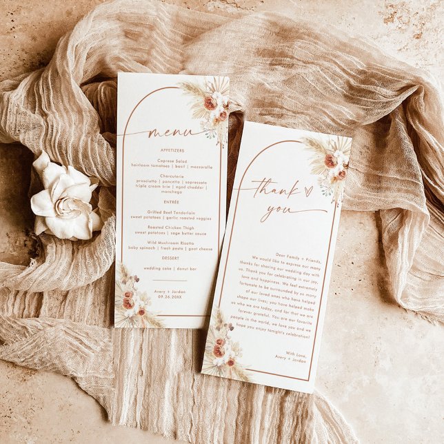Hochzeitmenü + Dankeschön | Boho Napkin Note (Von Creator hochgeladen)