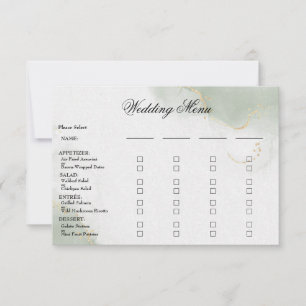 Hochzeitmenü Gold Mute Sage Green RSVP Karte