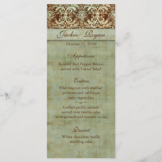 Hochzeitmenü Karten Damask Brown Green Vintag