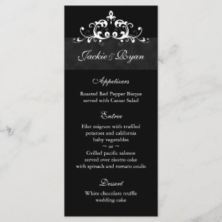 Hochzeitmenü Karten formale schwarze Verzierung