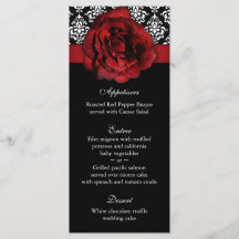 Hochzeitmenü Karten Rote Rose Damask