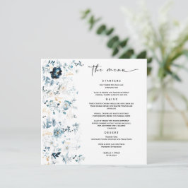Hochzeitmenü Navy Blue und Gold Template Menükarte
