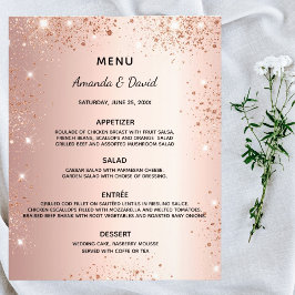 Hochzeitmenü Rose Gold Glitzer Glitzern Budget Flyer