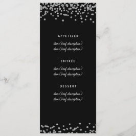 Hochzeitmenü Silver Imitate Glitzer Confetti Black Menükarte