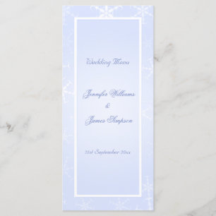 Hochzeitmenü Vorlage Winter Schneeflocken Blau Wei