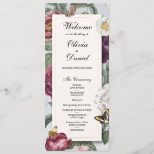 Hochzeitmenü Zeremonie Bloom Blume Butterfly Programm