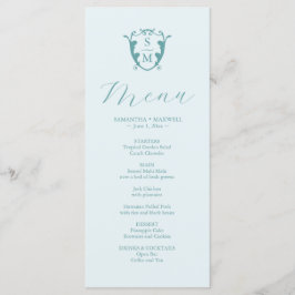 Hochzeitmenüs Einfaches Monogramm Wappen Blau Menükarte