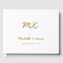 Hochzeitmoderne Lässige Handschrift Monogram Gästebuch