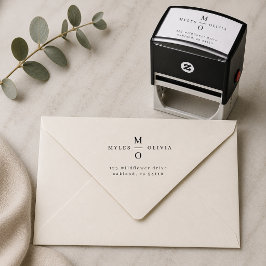 Hochzeitmongramm-Elegante Rücksendeadresse Permastempel