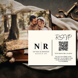 Hochzeitmongramm UAWG QR Code Foto Elegant Begleitkarte