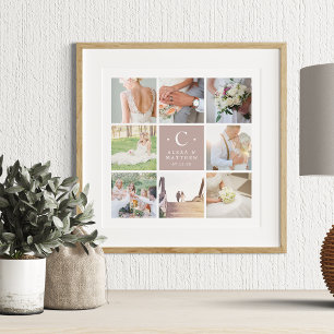 Hochzeitmonogramm 8 FotoCollage Poster
