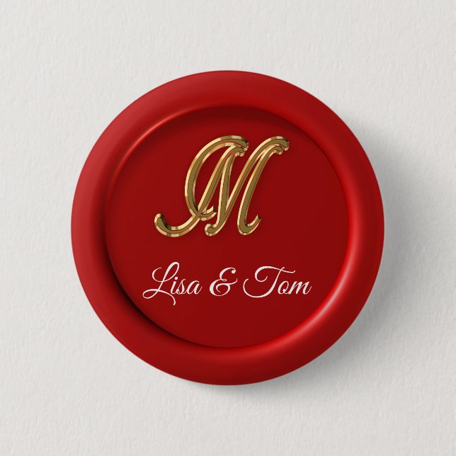 Hochzeitmonogramm-Siegel Button (Vorderseite)