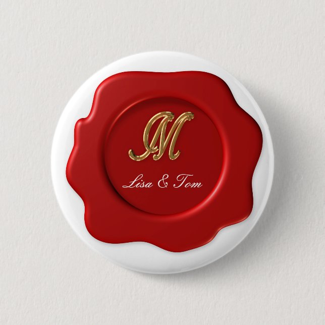 Hochzeitmonogramm-Siegel Button (Vorderseite)