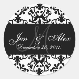 Hochzeitmonographie-Bräutigam Date Paisley Siegel Runder Aufkleber
