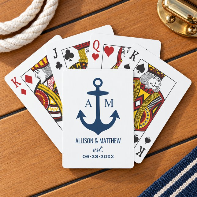 Hochzeitmonographie der modernen Navy Blue Nautica Spielkarten (Von Creator hochgeladen)