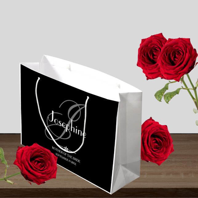 Hochzeitmutter des Bride-Geschenks elegante Monogr Große Geschenktüte (Best Wedding - Mother Of The Bride Gift - Elegant Monogram Large Gift Bag.)