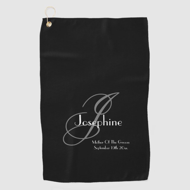 Hochzeitmutter des Groom-Geschenk elegante Monogra Golfhandtuch (Vorderseite)