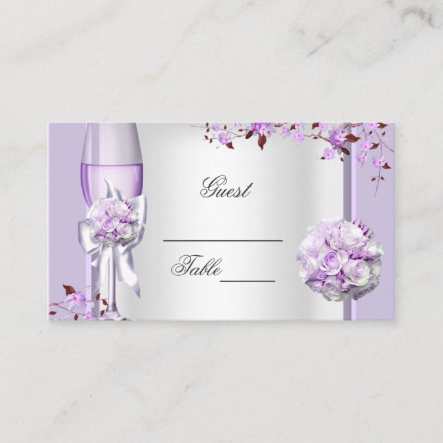 Hochzeitname Place Lavender Lila Lilac 4 Platzkarte (Vorderseite)
