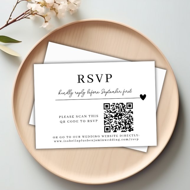 HochzeitQR-Code Moderne Minimalistische RSVP-Karte Einladung (Wedding QR Code Modern Minimalist RSVP Card)