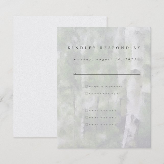 Hochzeitreaktion RSVP-Karte Aspen Tree Design  RSVP Karte (Vorne/Hinten)