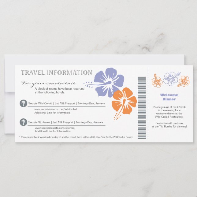 Hochzeitreise Info Boarding Pass Einladung (Vorderseite)
