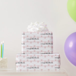 Hochzeitrotes Herz auf Weiß Geschenkpapier