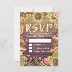 HochzeitRSVP Antwort Autumn Maple Leaf Pumpkins Wo