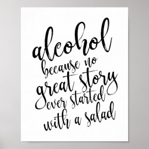 Hochzeits-Alkohol-Schild Schwarz-Weiß 8x10 Poster
