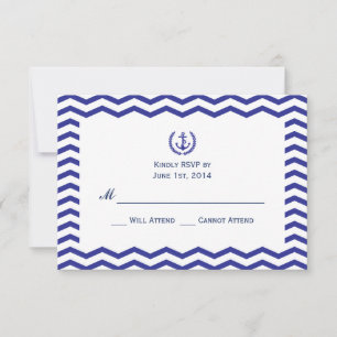 Hochzeits-Antwortkarte im maritimen Navy-Stil RSVP Karte