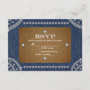Hochzeits-Antwortkarte mit Denim & Diamonds Jeans- RSVP Karte