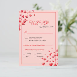 Hochzeits-Antwortkarte mit roten Herzen RSVP Karte