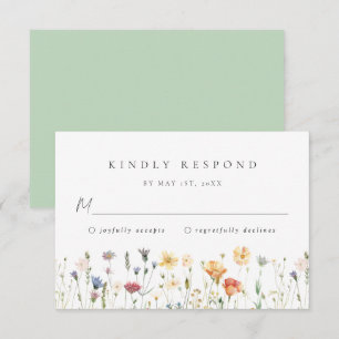 Hochzeits-Antwortkarte mit Wildblumen RSVP Karte