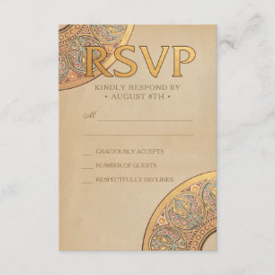 Hochzeits-Antwortkarten Gold Nouveau Deco RSVP Karte