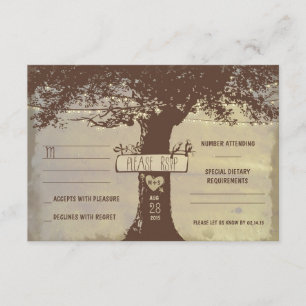 Hochzeits-Antwortkarten mit Baum und Lichterkette RSVP Karte