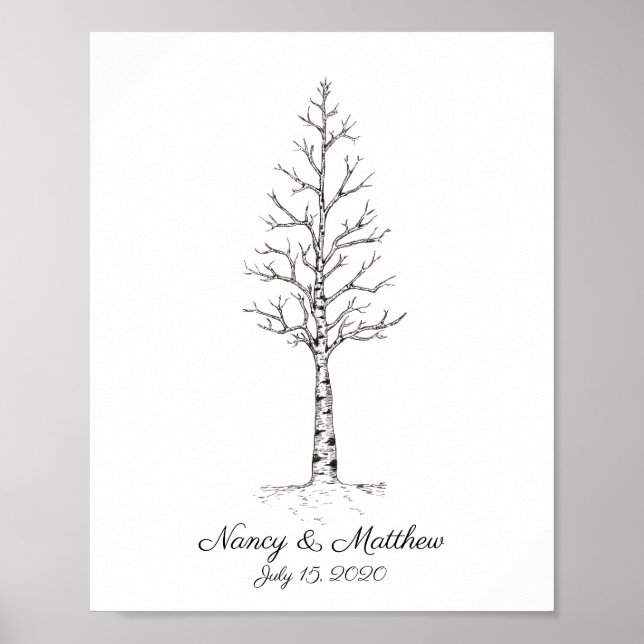 Hochzeits-Aspen-Fingerabdruck-Baumplakat Poster (Vorne)